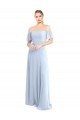 Cheapest Off the Shoulder Flutter Sleeves Long Chiffon Bridesmaid Dress UK