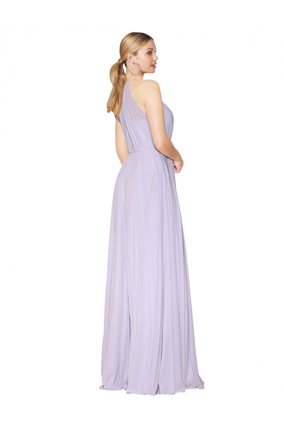 Cheapest High Neck Halter Shirred Chiffon Bridesmaid Dress / Formal Prom Dress UK