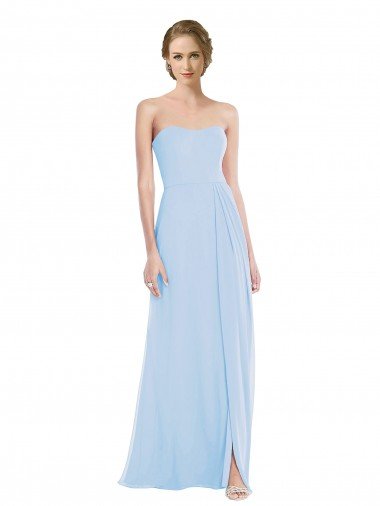 Cheapest Strapless Sweetheart Maxi Bridesmaid Dress with Pleated Front Slit UK