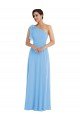 Cheapest Draped One Shoulder Maxi Bridesmaid Dress with Scarf Bow UK