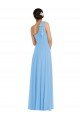 Cheapest Draped One Shoulder Maxi Bridesmaid Dress with Scarf Bow UK