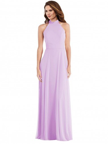 Cheapest High Neck Halter Backless Maxi Bridesmaid Dress UK