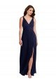 Cheapest Deep V-Neck Chiffon Maxi Bridesmaid Dress with Front Slit UK