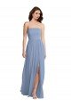 Cheapest Strapless A-Line Maxi Bridesmaid Dress with Front Slit UK