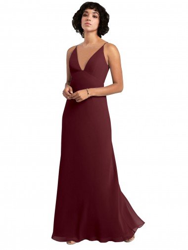 Cheapest Notched Neckline Empire Waist Chiffon Slip Bridesmaid Dress UK