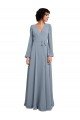 Cheapest Wrap Style Long Sleeves Chiffon Bridesmaid Dress with Pleated Bodice UK