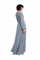 Cheapest Wrap Style Long Sleeves Chiffon Bridesmaid Dress with Pleated Bodice UK