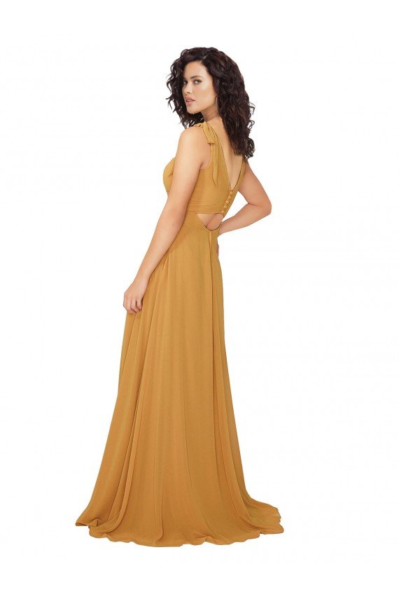 Cheapest Boho Chiffon Bridesmaid Dress with Tied Straps UK