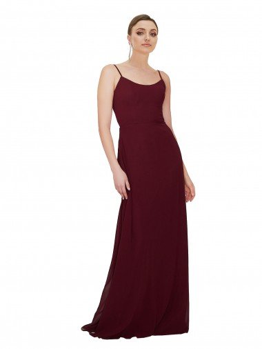 Cheapest Scoop Neck Tied Keyhole Back Chiffon Bridesmaid Dress UK