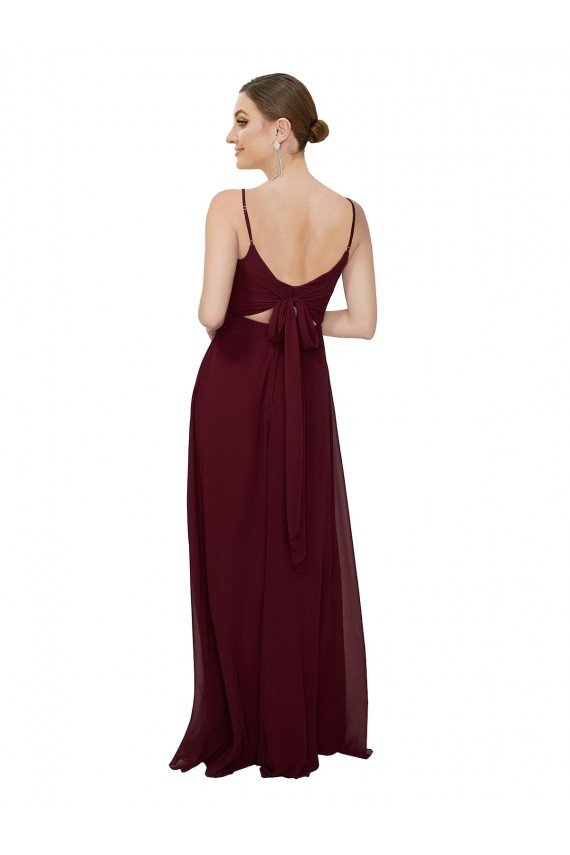 Cheapest Scoop Neck Tied Keyhole Back Chiffon Bridesmaid Dress UK