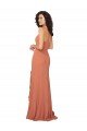 Cheapest Chiffon Square Neck Bridesmaid Dress with Ruffled Skirt Slit UK