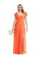 Cheapest Flutter Sleeves Scoop Open Back Chiffon Maxi Bridesmaid Dress UK