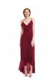 Cheapest Ruffle Trimmed V-Neck High Low Wrap Chiffon Bridesmaid Dress UK