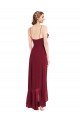 Cheapest Ruffle Trimmed V-Neck High Low Wrap Chiffon Bridesmaid Dress UK