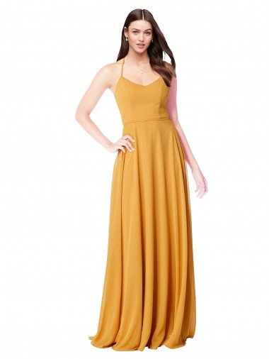 Cheapest Chiffon A-Line Bridesmaid Dress with Halter Back UK