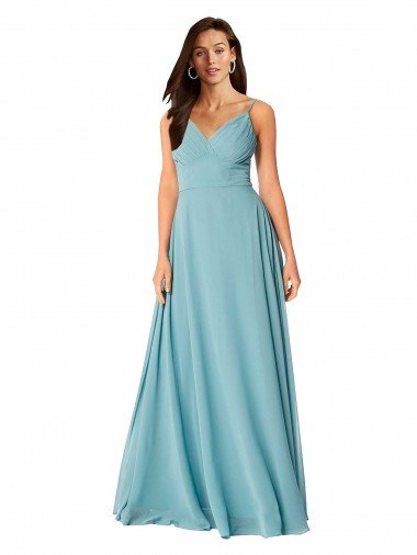 Cheapest Draped Empire V-Neck Chiffon Bridesmaid Dress UK