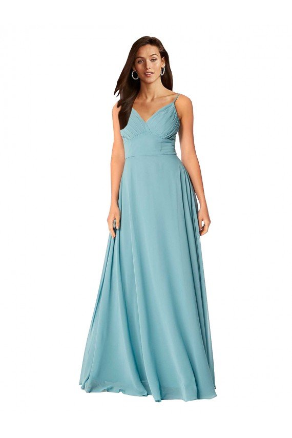 Cheapest Draped Empire V-Neck Chiffon Bridesmaid Dress UK