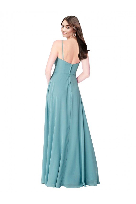 Cheapest Draped Empire V-Neck Chiffon Bridesmaid Dress UK