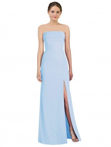 Cheapest Strapless Trumpet Chiffon Formal Bridesmaid Dress with Thigh high Slit UK