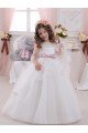 Cheapest Ivory Ball Gown Bateau Neck Long Chapel Train Sleeveless Flower Girl Dress UK