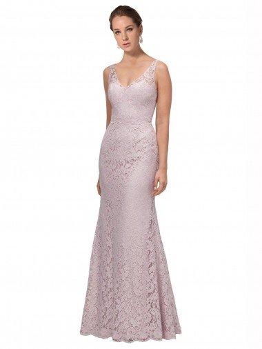 Cheapest Lace V-Neckline Long Full Length Bridesmaid Dress / Prom Dress UK