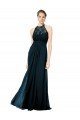 Cheapest Lace Halter Bodice Long Chiffon Bridesmaid Dress UK