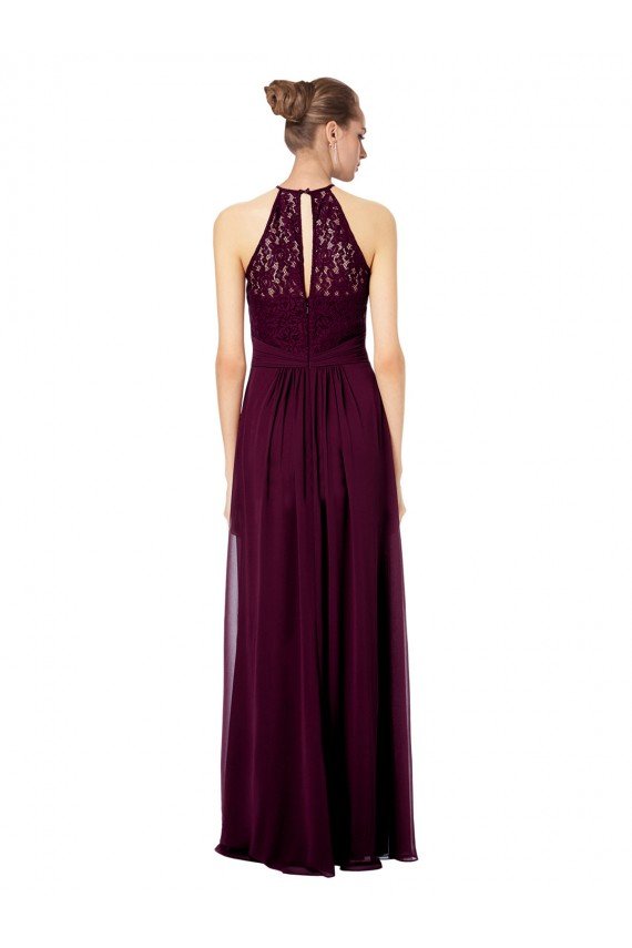 Cheapest Lace Halter Bodice Long Chiffon Bridesmaid Dress UK