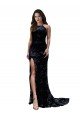 Cheapest Formal High Neckline Lace Open Back Bridesmaid Dress / Prom Dress with High Slit UK