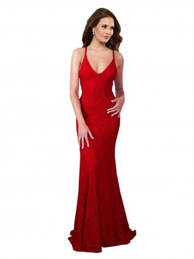 Cheapest Low Back V-Neckline Floor Length Formal Lace Bridesmaid Dress / Prom Dress UK