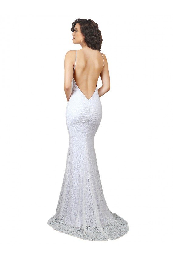 Cheapest High Neck Backless Lace Wedding Dress with Plunging Low Back UK