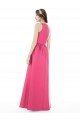 Cheapest Jewel Neck Keyhole Back Sleek Long Satin Bridesmaid Dress UK