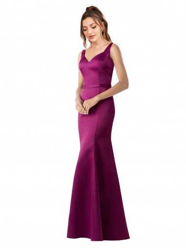 Cheapest Fitted Sexy Open Back Formal Satin Bridesmaids Dress with Floral Details UK