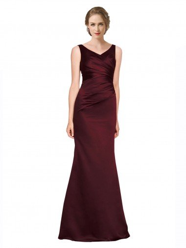 Cheapest Figure Shaping Formal Satin Bridesmaid Dress / Prom Dress with Structured Pleats UK