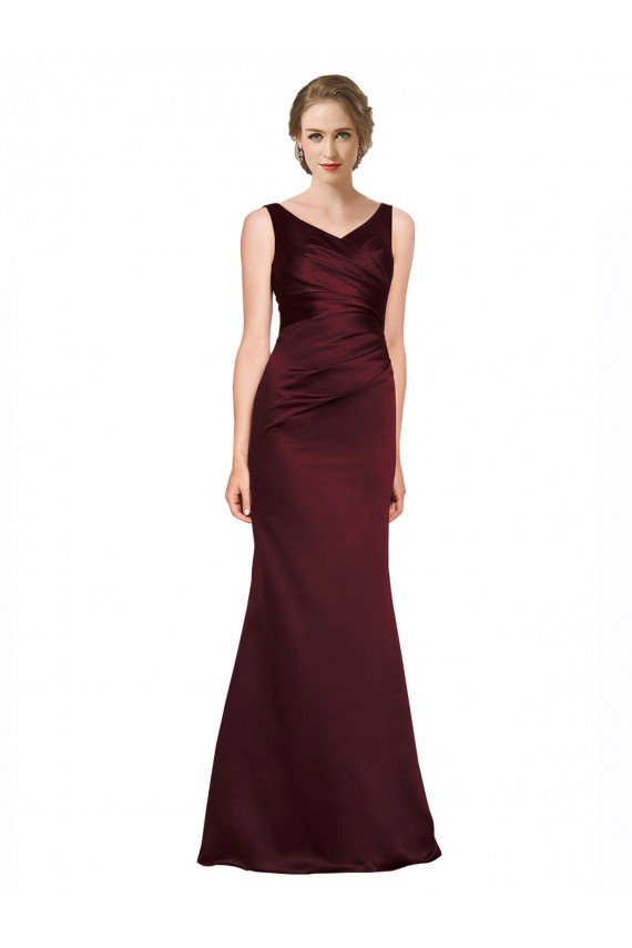 Cheapest Figure Shaping Formal Satin Bridesmaid Dress / Prom Dress with Structured Pleats UK