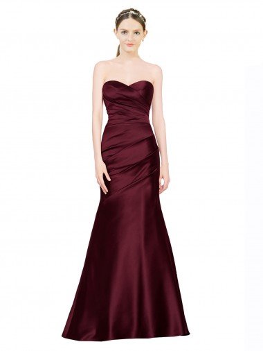 Cheapest Mermaid Sweetheart Soft Formal Satin Bridesmaid Dress / Prom Dress with Pleats UK