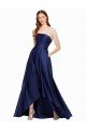 Cheapest High Low Strapless Formal Satin Bridesmaid Dress / Prom Dress with Pockets UK