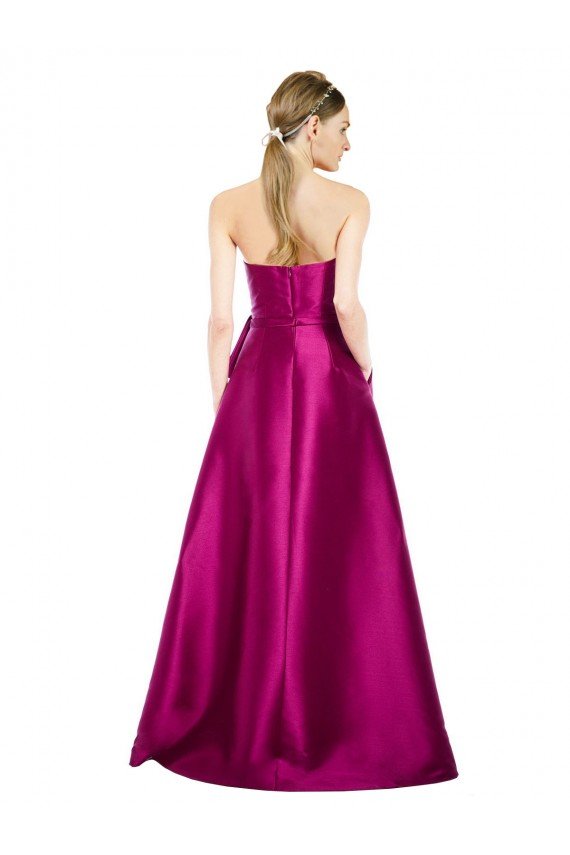 Cheapest Sleeveless V-Neck Long Satin Bridesmaid Dress / Prom Dress with Bow Waist UK