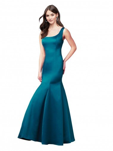 Cheapest Long Sleek Satin Bridesmaid Dress / Prom Dress with U-Back UK