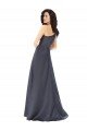 Cheapest Rouched One Shoulder Floor Length Formal Satin Bridesmaid Dress / Prom Dress with Bow UK