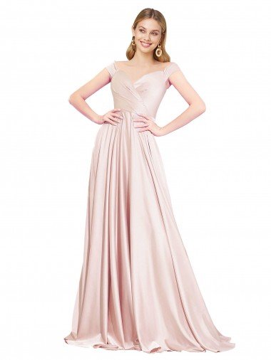 Cheapest A-Line Off the Shoulder Sweetheart Formal Satin Bridesmaid Dress / Prom Dress UK