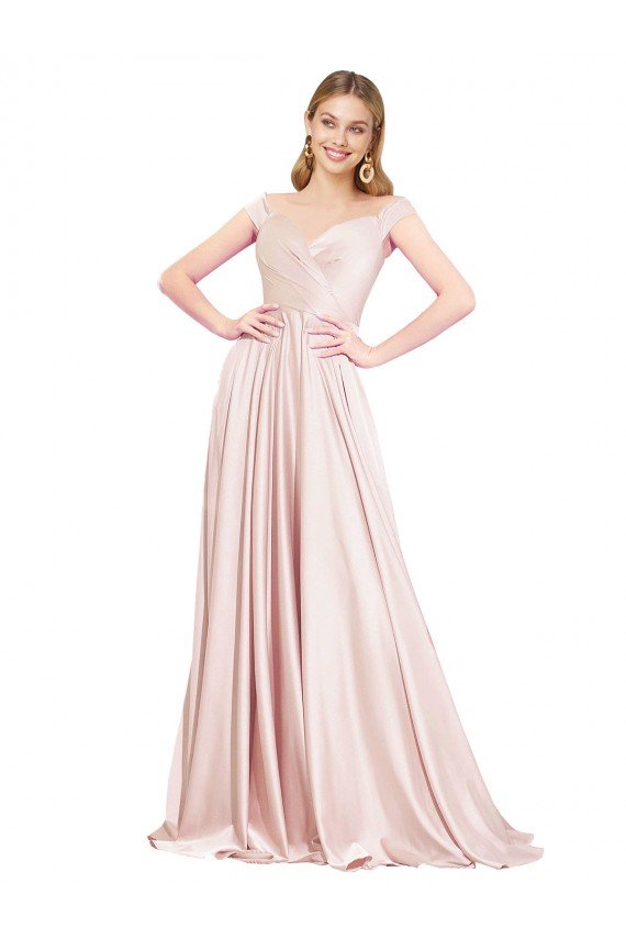 Cheapest A-Line Off the Shoulder Sweetheart Formal Satin Bridesmaid Dress / Prom Dress UK