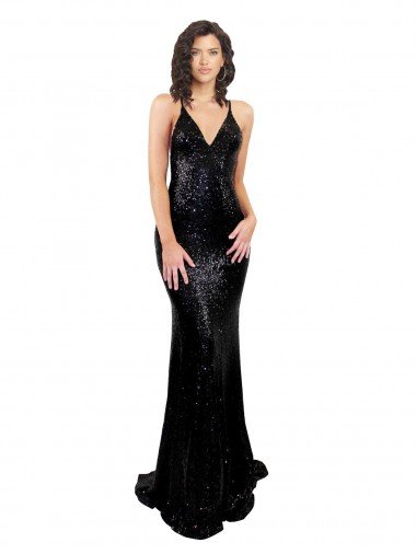 Cheapest Sleek Fishtail Shaped Open Back Formal Sequin Bridesmaid Dress / Prom Dress UK