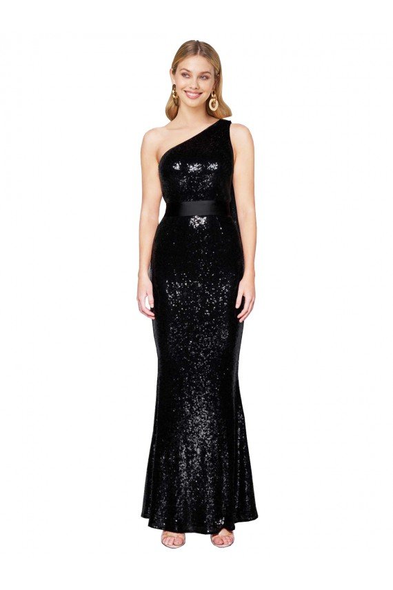 Cheapest Draped One Shoulder Long Full Length Formal Sequin Bridesmaid Dress / Prom Dress UK