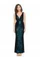 Cheapest V-Neck Full Length Formal Sequin Bridesmaid Dress / Prom Dress with Draped Back UK