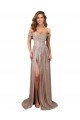 Cheapest Strapless Scoop Neck Off the Shoulder Long Formal Sequin Bridesmaid Dress / Prom Dress with High Slit UK