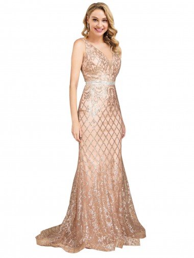 Cheapest Sleek Long Mermaid Formal Sparkling Sequin Bridesmaid Dress / Prom Dress UK