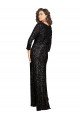 Cheapest Deep V-Neckline Full Back Long Sleeves Sparkling Formal Sequin Bridesmaid Dress / Prom Dress with High Slit UK