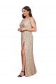 Cheapest Deep V-Neck Sleeveless Sparkling Formal Sequin Bridesmaid Dress / Prom Dress with Draped Cowl Back UK