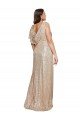 Cheapest Deep V-Neck Sleeveless Sparkling Formal Sequin Bridesmaid Dress / Prom Dress with Draped Cowl Back UK