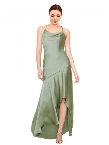 Cheapest Formal Silky Satin Bridesmaid Dress / Prom Dress with Bias Cut Skirt UK